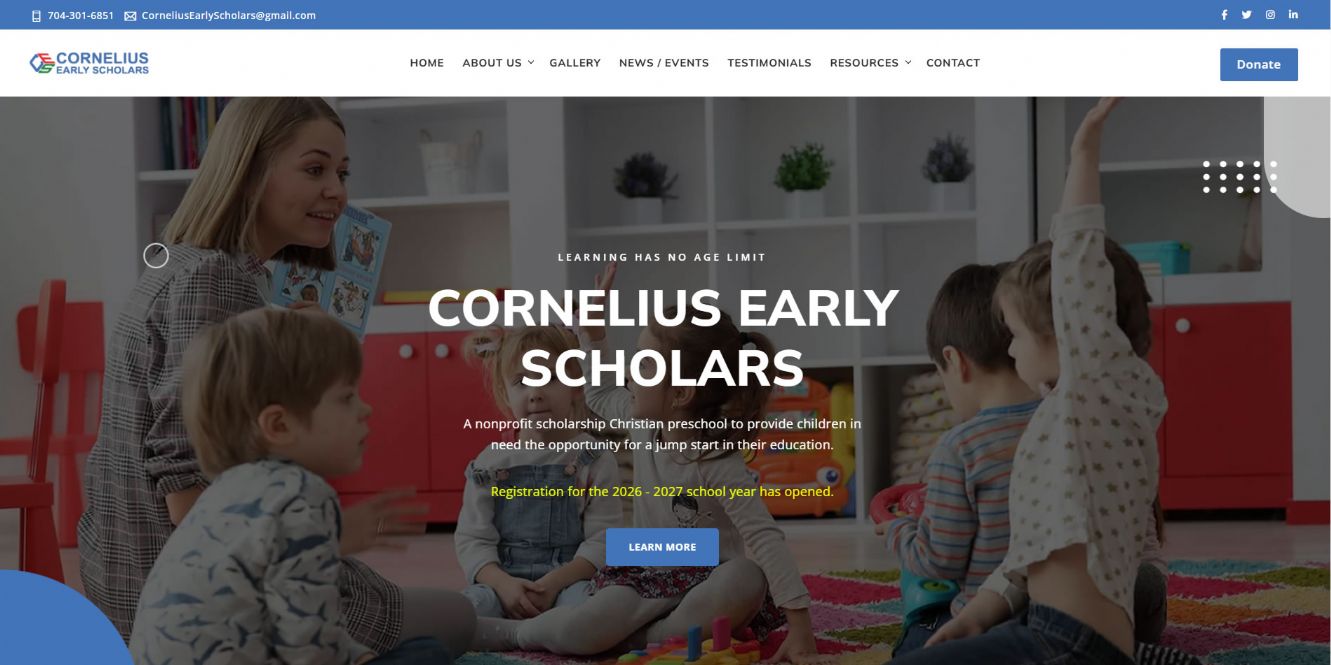 Cornelius Early Scholars Website Design | Halstead Design