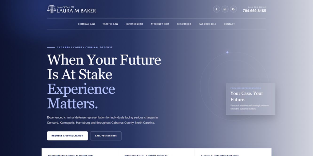 Laura M. Baker Law Website Design | Concord NC