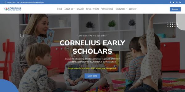 Cornelius Early Scholars nonprofit preschool website designed by Halstead Design