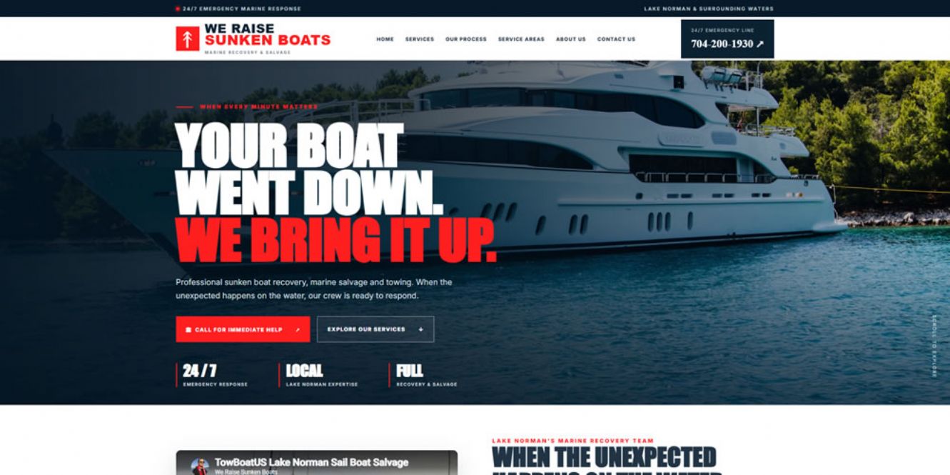 We Raise Sunken Boats Website Design | Halstead Design